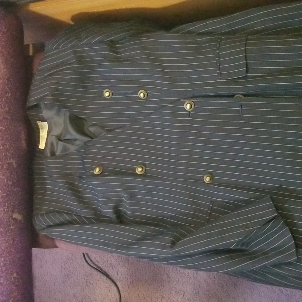 Pin striped pants suit